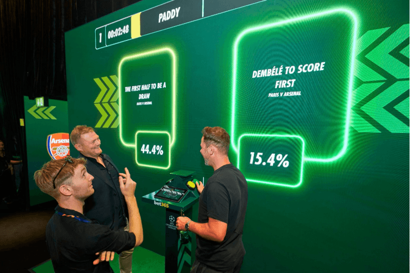 Guests engaging with the bet365 gameshow exhibit