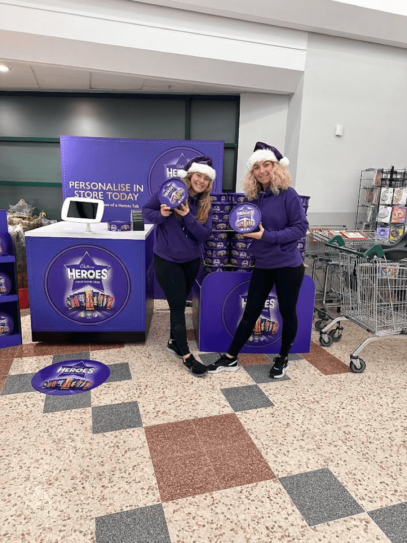 Shoppers using the Cadbury Heroes personalised gift label touchscreen