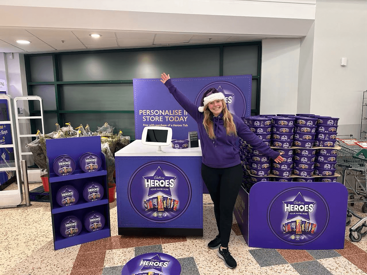 Printed personalised label on a Cadbury Heroes gift box