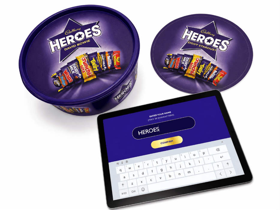 Cadbury Heroes personalised gift label retail activation