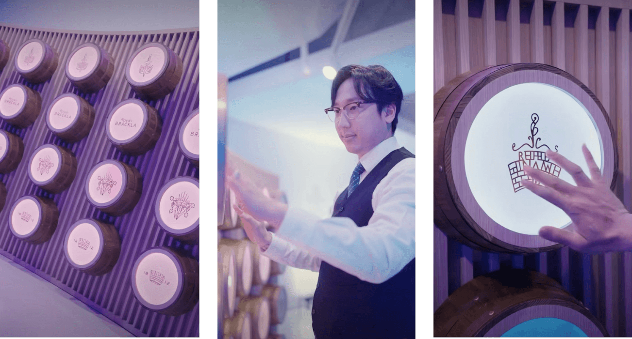 Royal Brackla interactive cask wall experiential installation